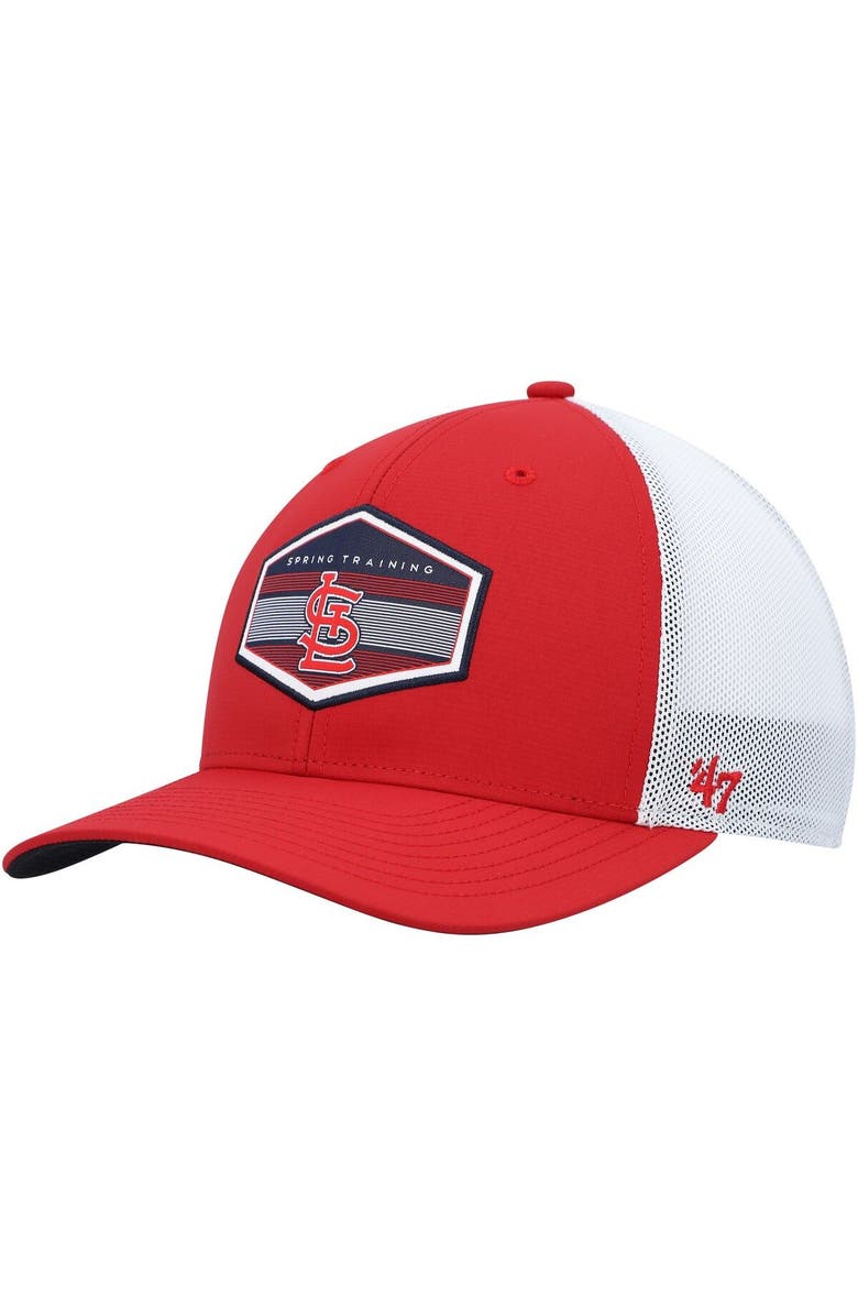 '47 Men's '47 Red/White St. Louis Cardinals Spring Training Burgess Trucker Adjustable Hat, Main, color, Red
