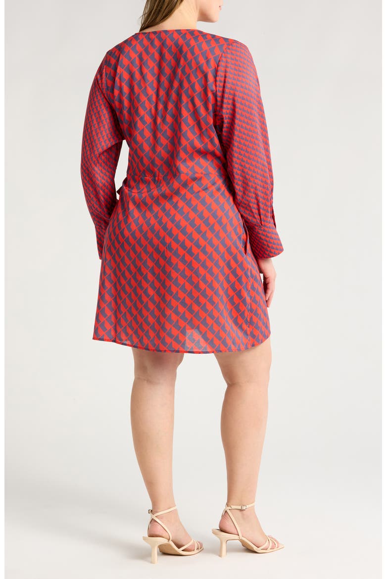 Althea Long Sleeve Wrap Dress, Alternate, color, POPPY RED/ NAVY PATTERN