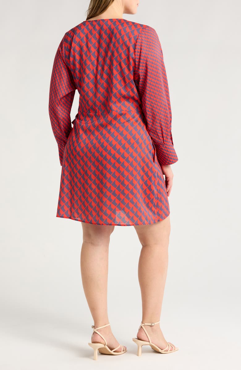 HARSHMAN Althea Long Sleeve Wrap Dress, Alternate, color, Poppy Red/ Navy Pattern