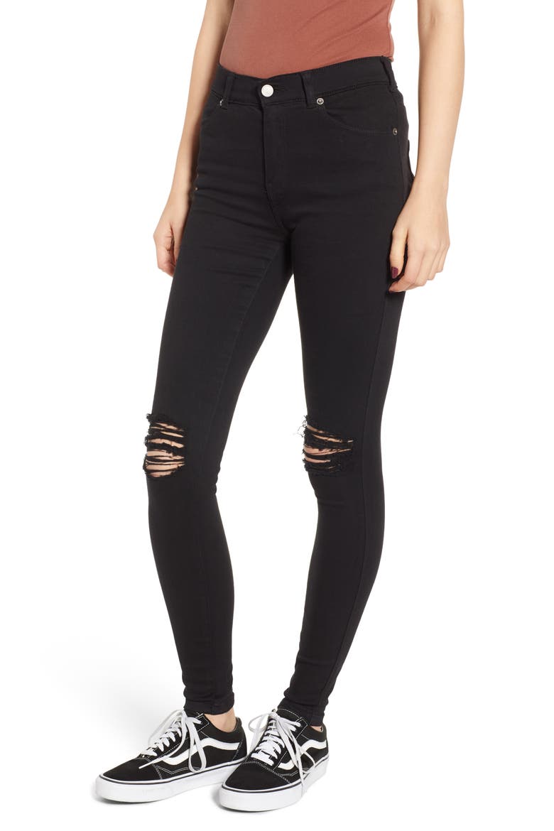 Lexy Ripped Skinny Jeans, Main, color, BLACK RIPPED KNEES