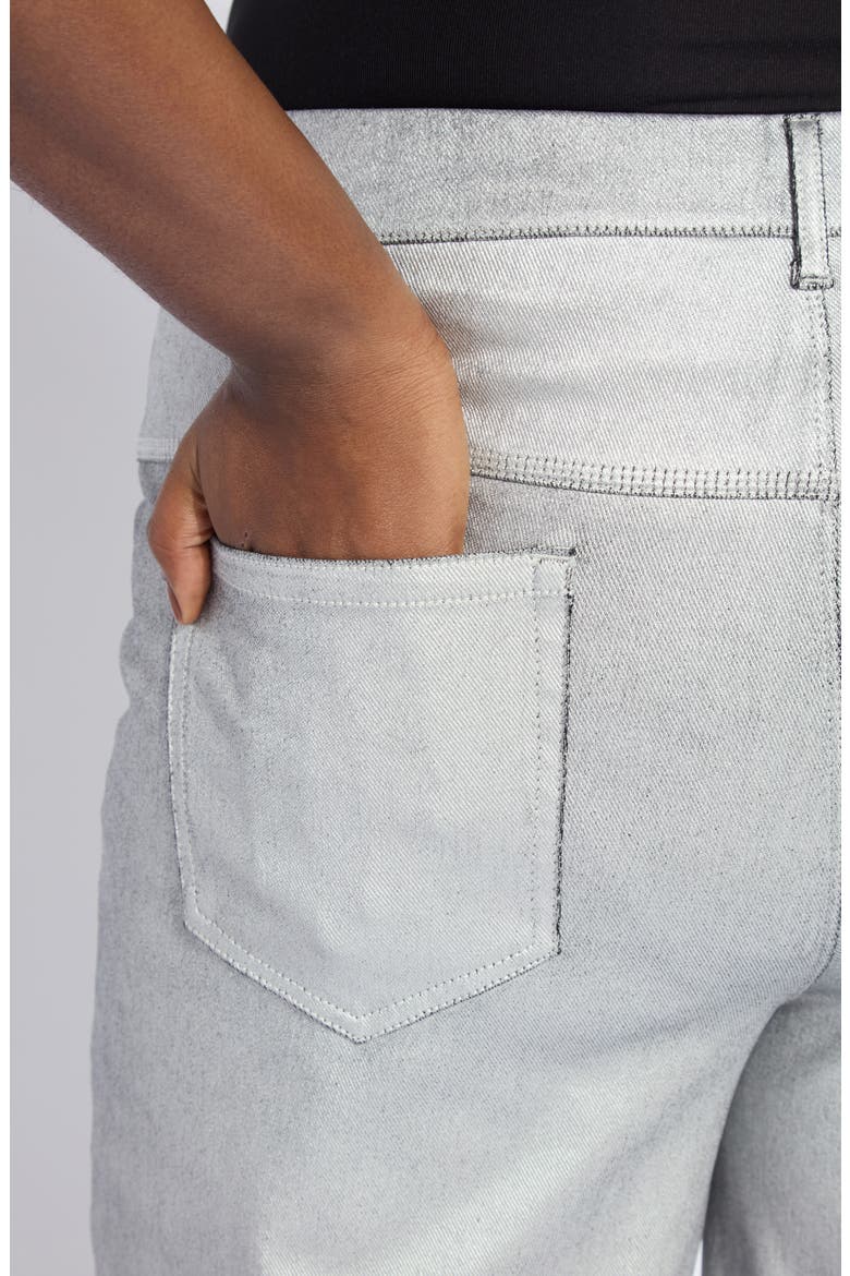 Metallic Coated Pull-On High Waist Wide Leg Jeans, Alternate, color, METALLIC SILVER