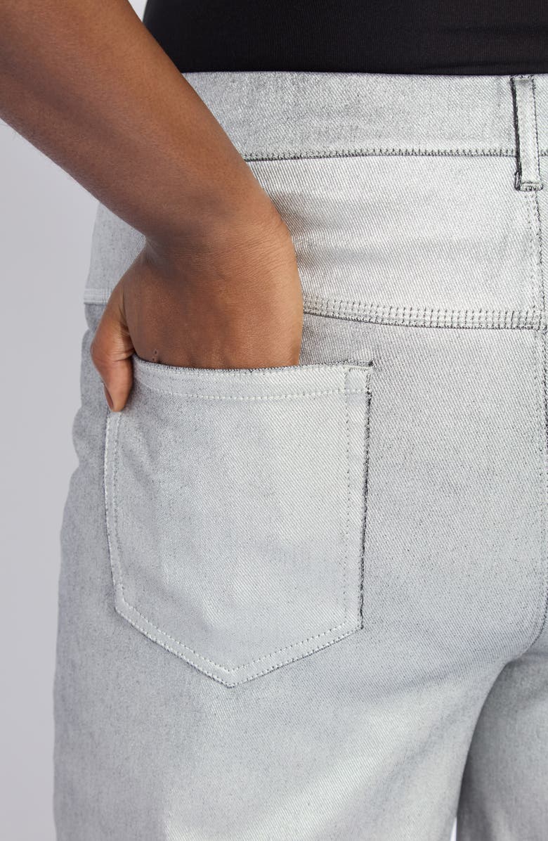 Lysse Metallic Coated Pull-On High Waist Wide Leg Jeans, Alternate, color, Metallic Silver