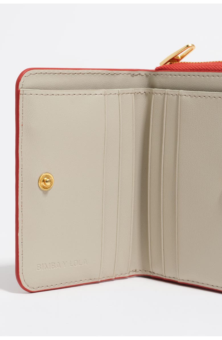 Bimba y Lola Textured Shiny Leopard Print Flap Wallet, Alternate, color, Leopard Poppy Red