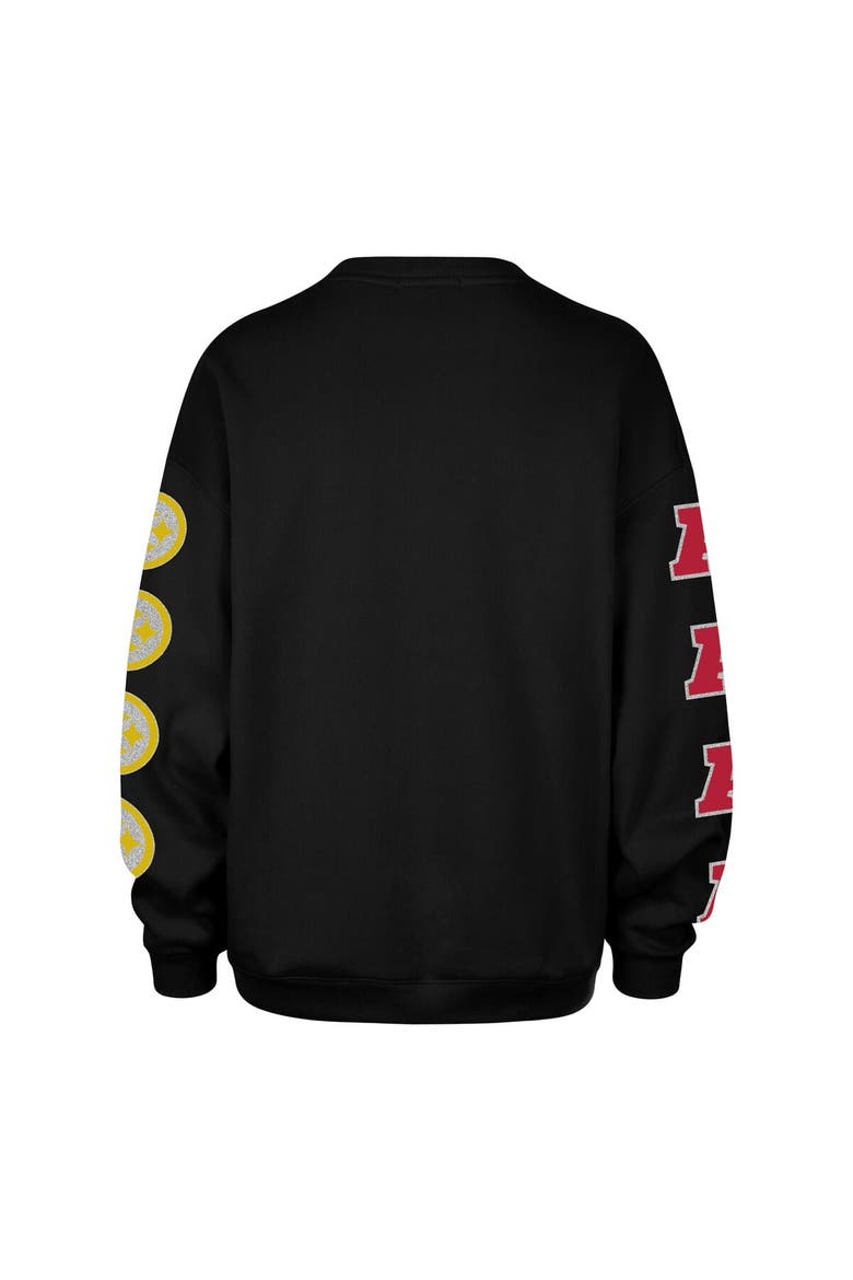 Women's '47  Black Pittsburgh Steelers Go Big Oversized Pullover Sweatshirt, Alternate, color, Black