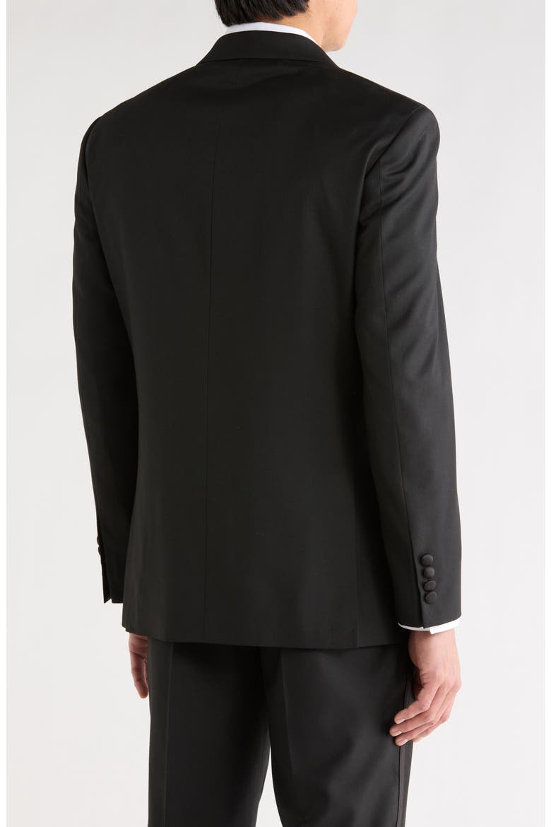 Two Button Trim Fit Tuxedo Jacket, Alternate, color, BLACK ROCK