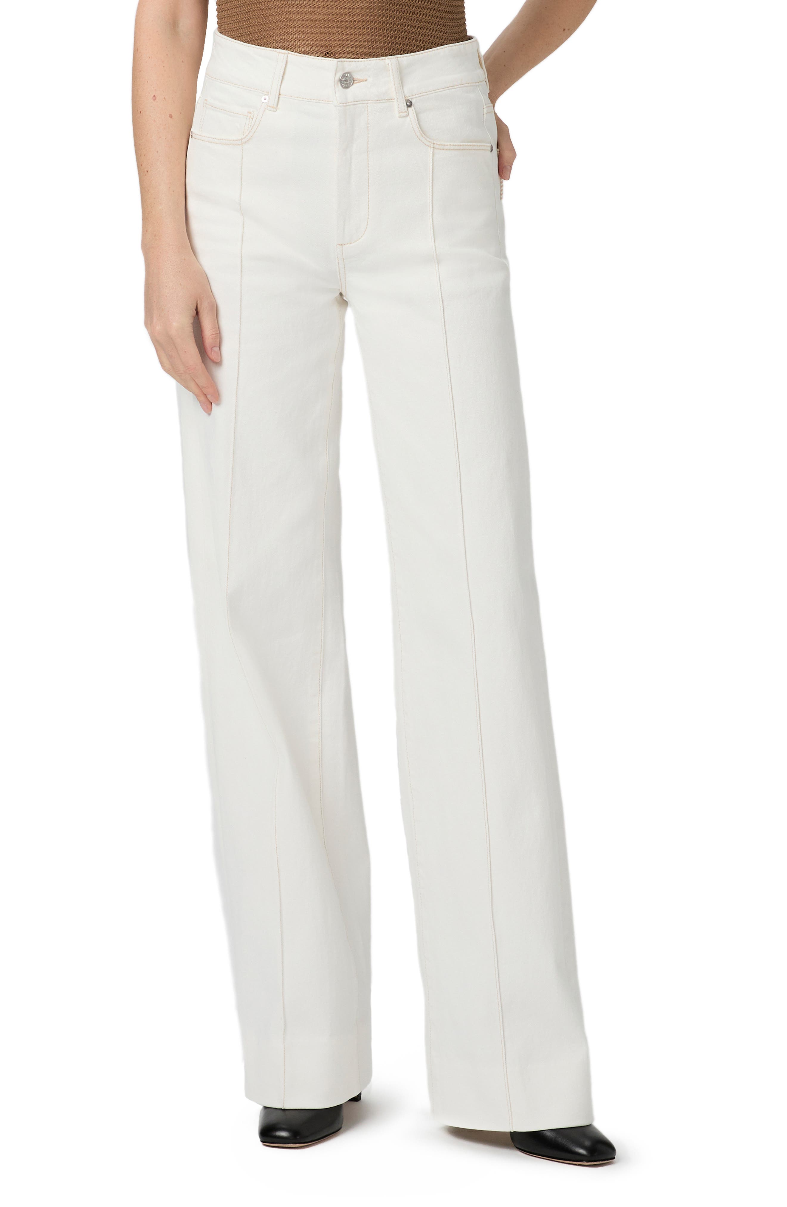 PAIGE Sasha Pintuck High Waist Wide Leg Jeans