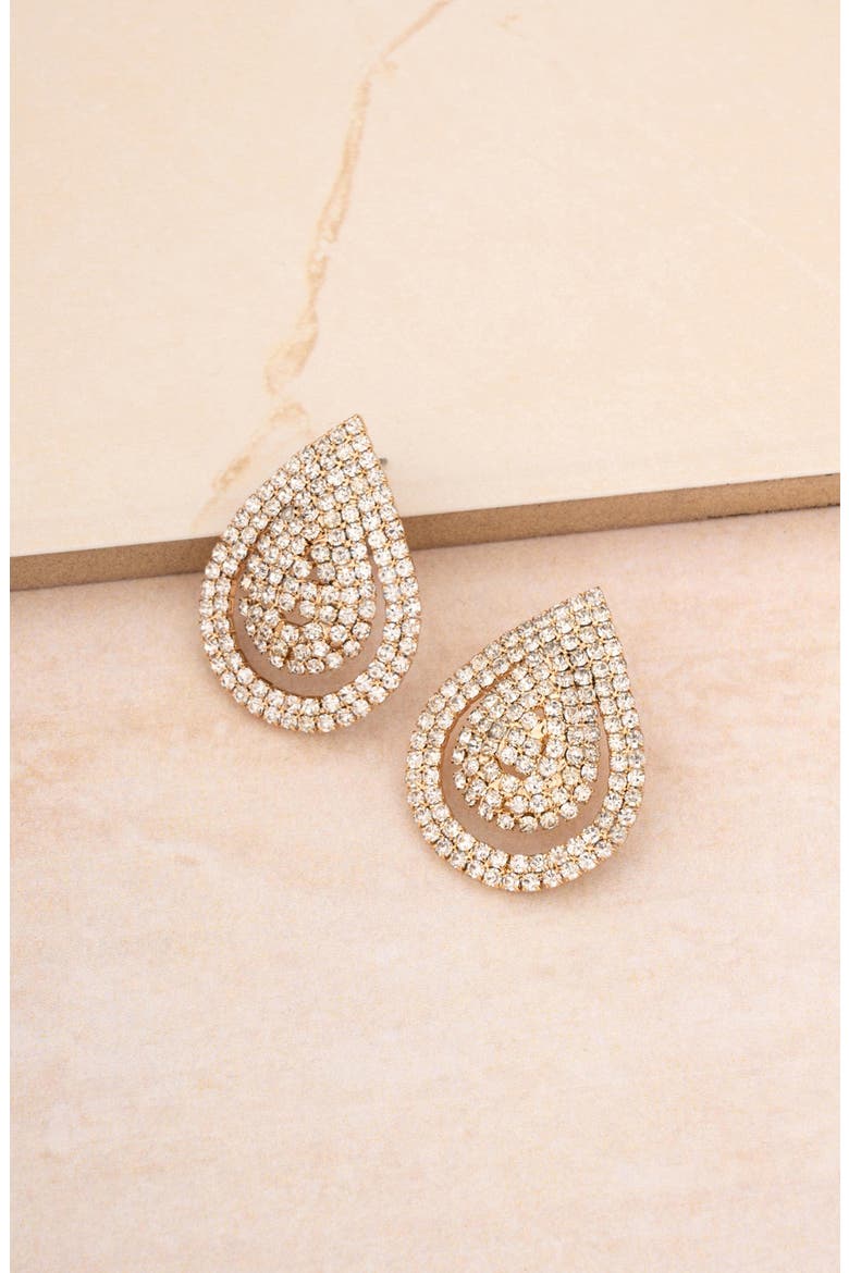 Crystal Teardrop Stud Earrings, Alternate, color, GOLD