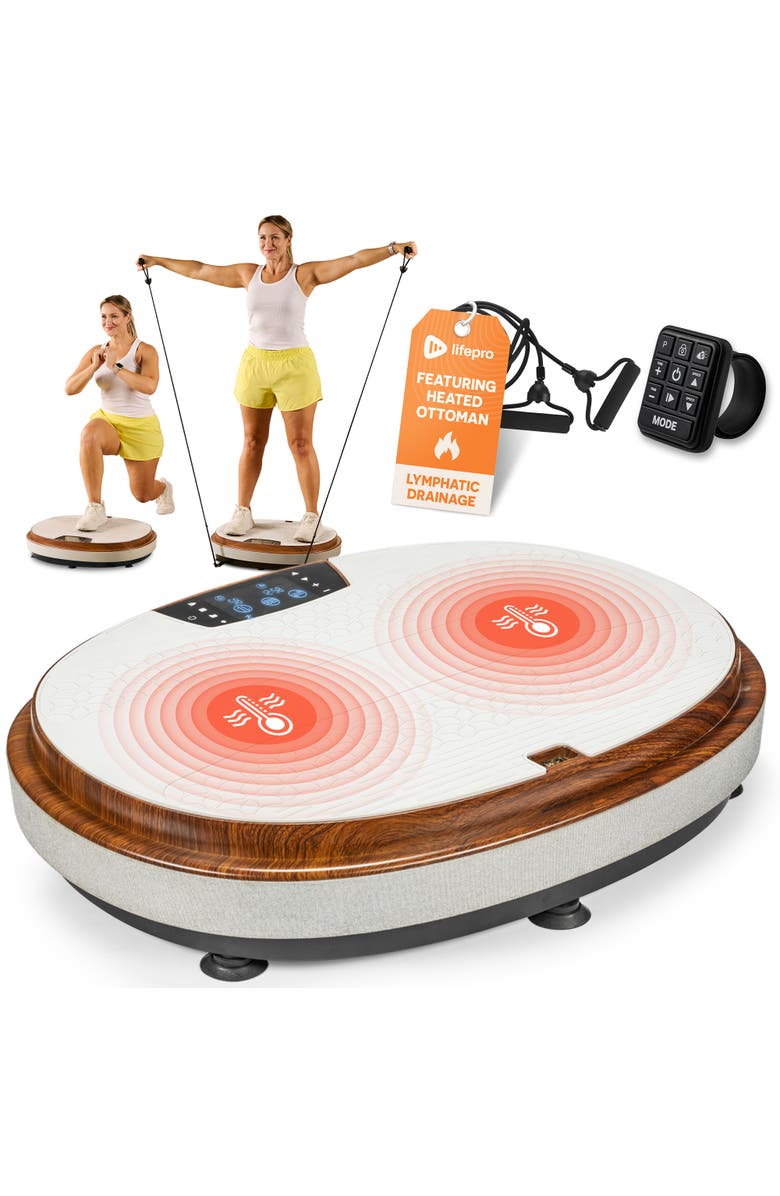 Lifepro 4D Vibration Plate with Heated Ottoman Quiet Full Body Workout Machine, Main, color, Grey