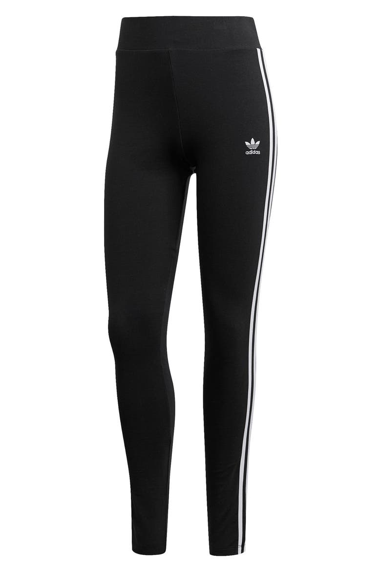 3-Stripes Tights, Alternate, color, BLACK/ WHITE