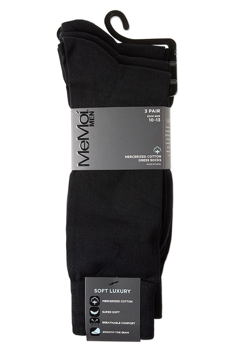 3-Pack Flat Knit Dress Socks, Alternate, color, BLACK