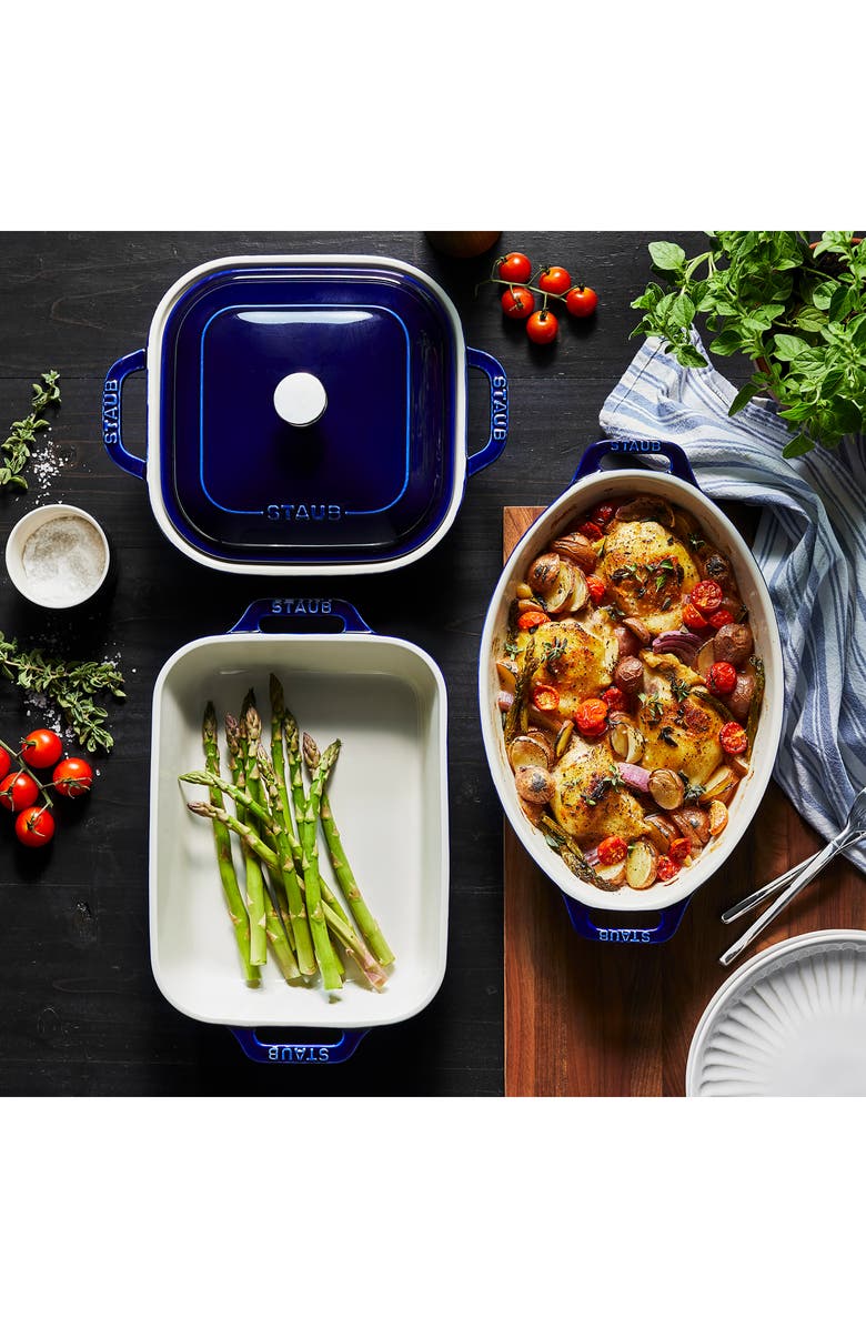 Staub 4-Piece Ceramic Baking Dish Set, Alternate, color, Dark Blue