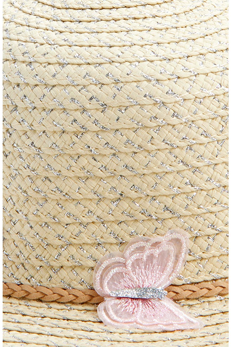 Kids' Butterfly Metallic Straw Hat, Alternate, color, STRAW