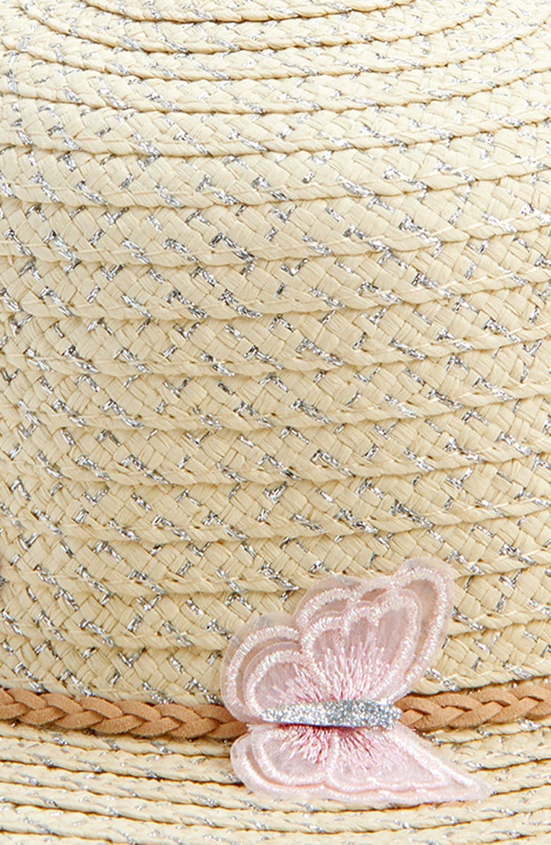Capelli New York Kids' Butterfly Metallic Straw Hat, Alternate, color, Straw