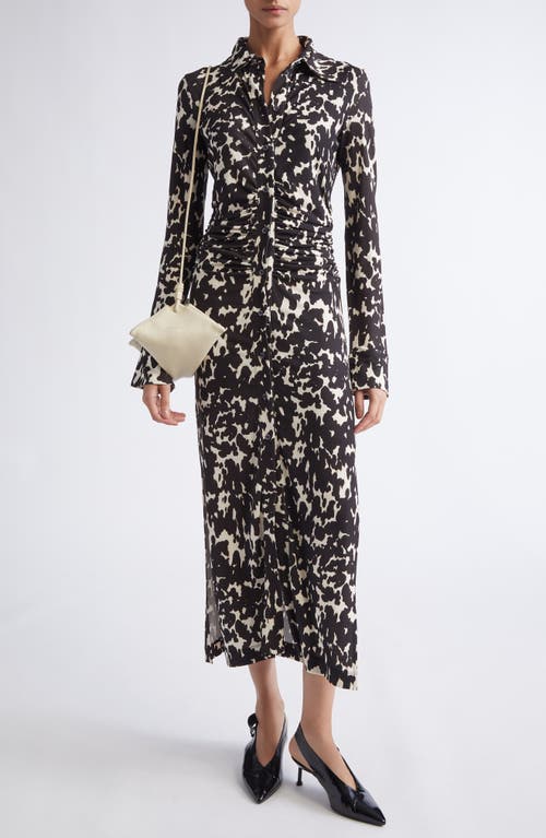 Altuzarra Claudia Print Ruched Long Sleeve Jersey Shirtdress In Multi