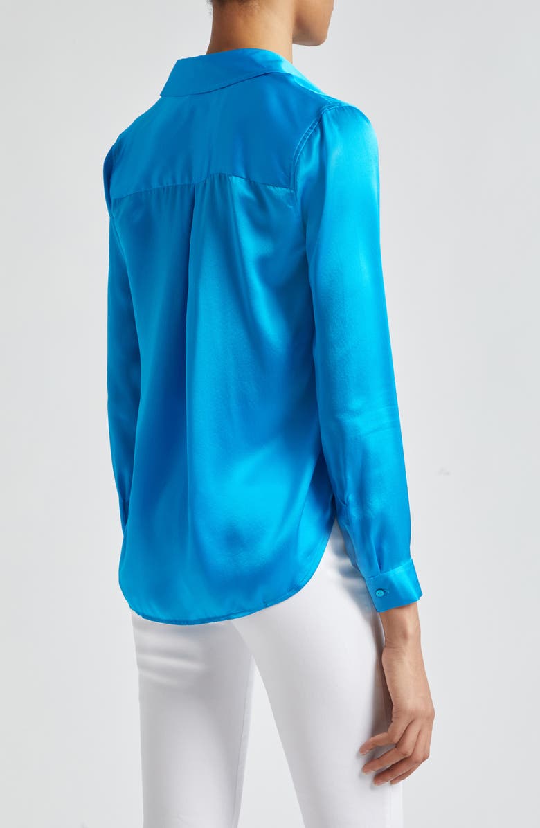 L'AGENCE Tyler Silk Blouse, Alternate, color, Caribbean Blue