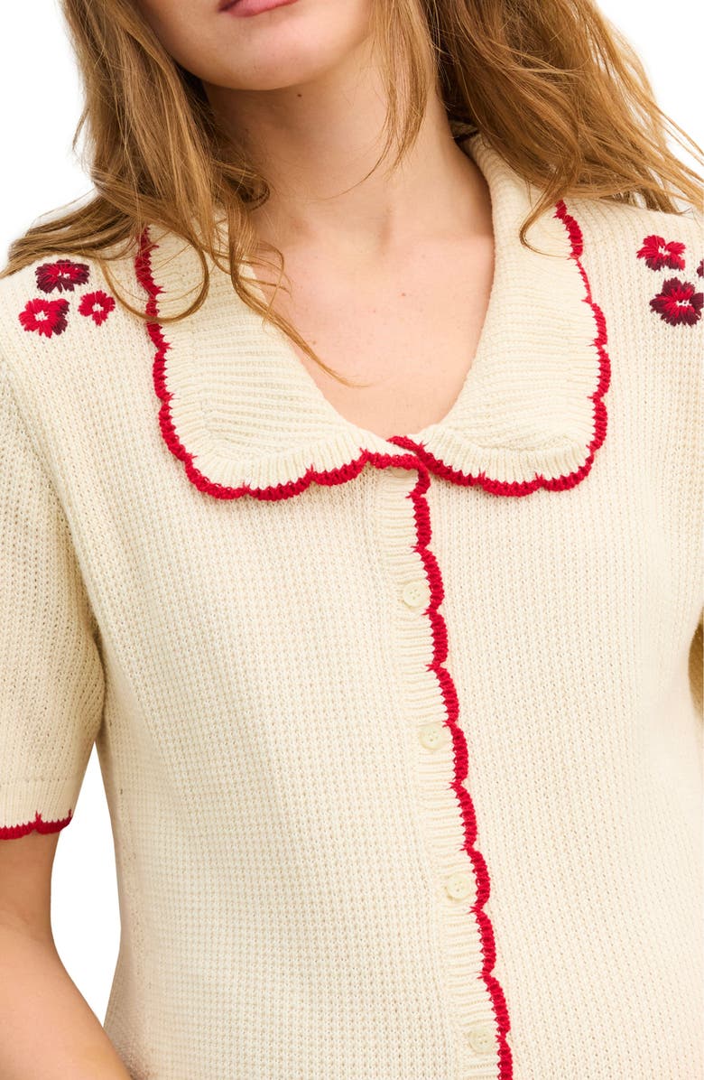 HATCH The Crochet Scallop Cardigan, Alternate, color, Vanilla Cherry