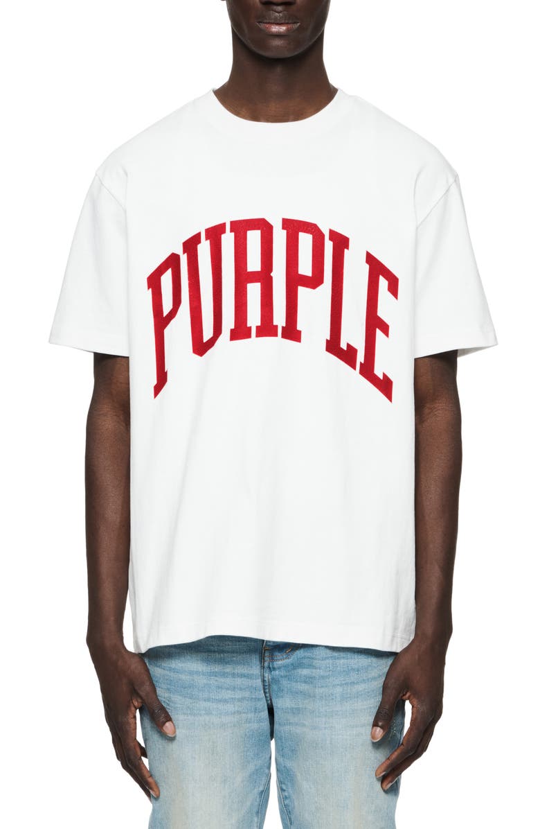 PURPLE BRAND Oversize Heavyweight Logo Graphic T-Shirt, Main, color, White