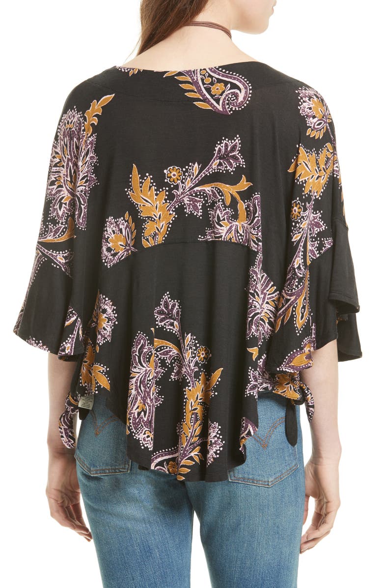 Free People Mauie Wowie Palm Print Top, Alternate, color, Black
