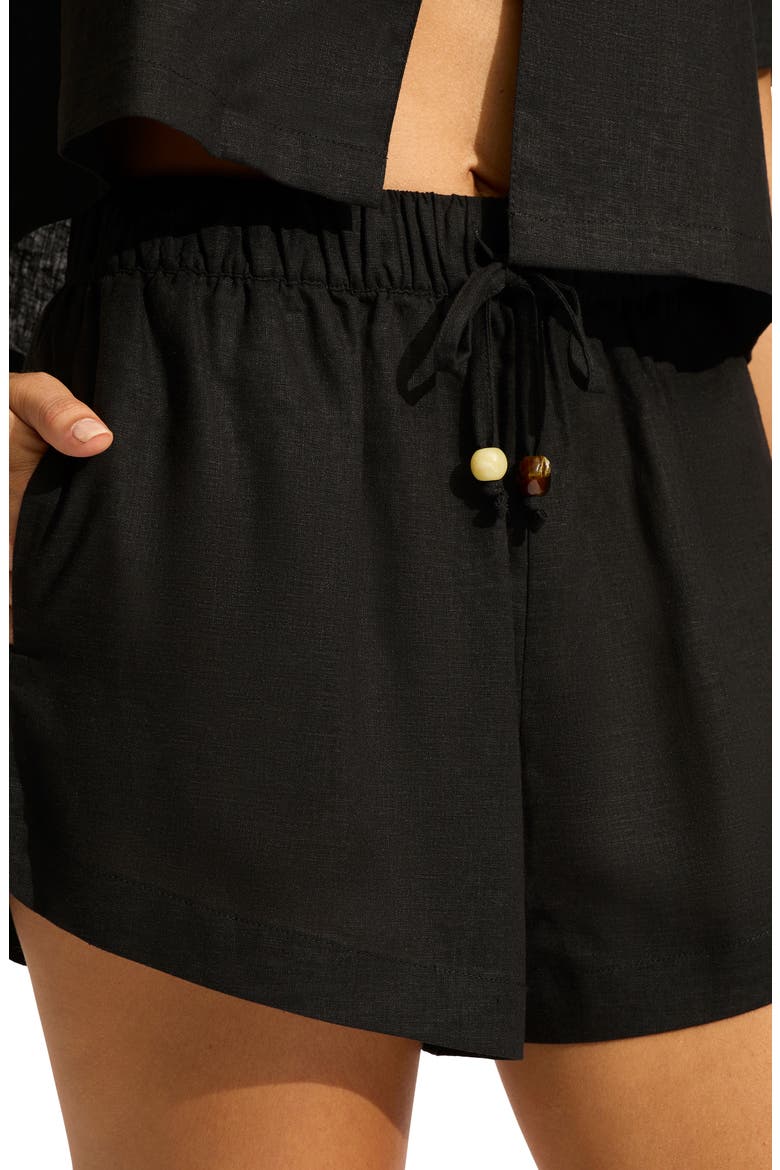 Palermo Linen Blend Cover-Up Shorts, Alternate, color, BLACK