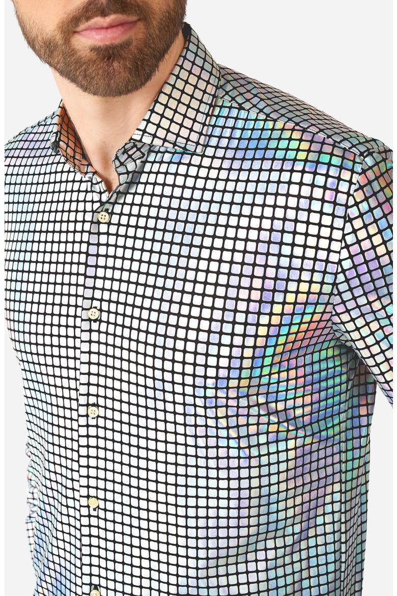 Discoballer Modern Tailored Fit Button-Up Shirt, Alternate, color, BLACK MULTI