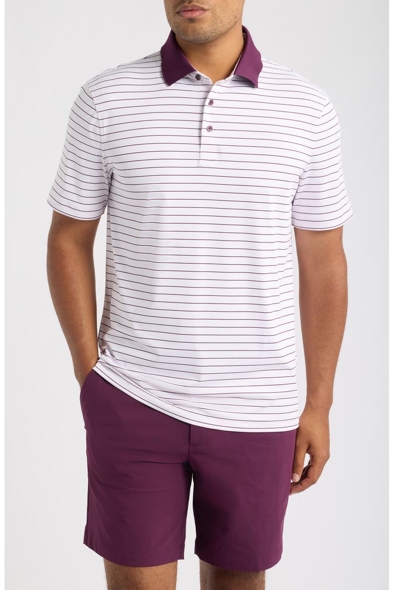 Herringbone Stripe Performance Polo, Main, color, BLUSH / DARK PLUM