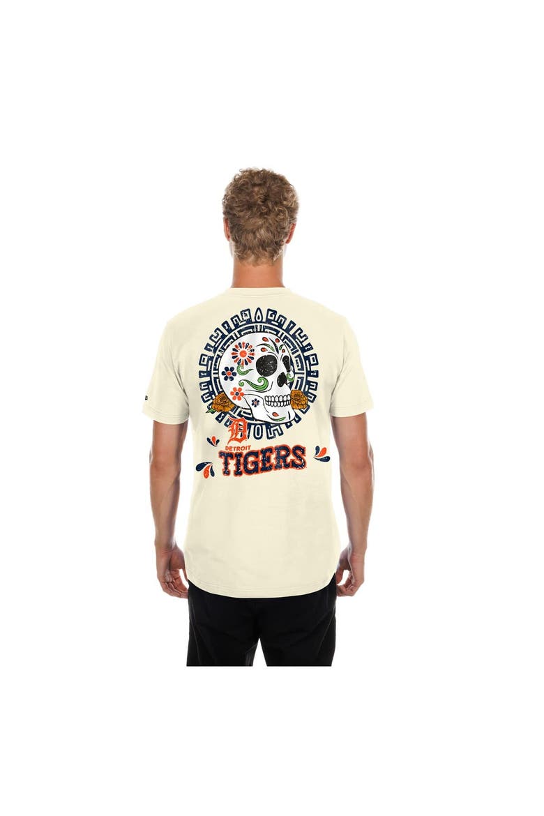 Men's New Era Natural Detroit Tigers Dia de los Muertos Sugar Skull T-Shirt, Alternate, color, Natural