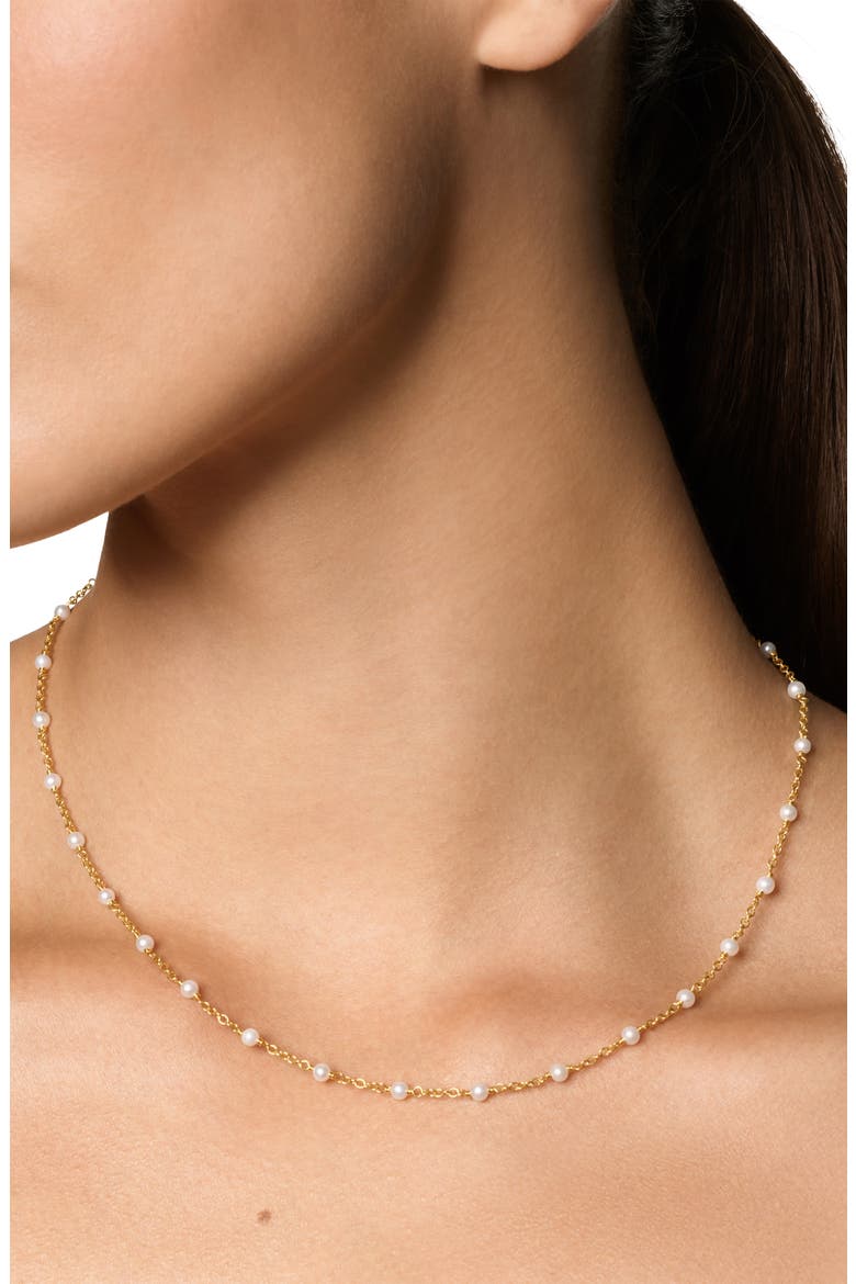 Pearl Classics Freshwater Pearl Station Necklace, Alternate, color, GOLD