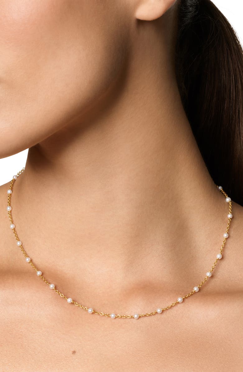 David Yurman Pearl Classics Freshwater Pearl Station Necklace, Alternate, color, Gold