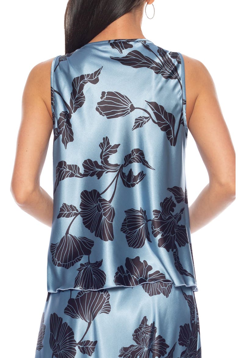 Floral Chain Strap Satin Top, Alternate, color, DENIM BLACK