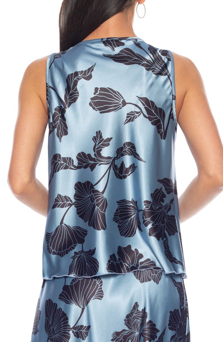 TASH AND SOPHIE Floral Chain Strap Satin Top, Alternate, color, Denim Black