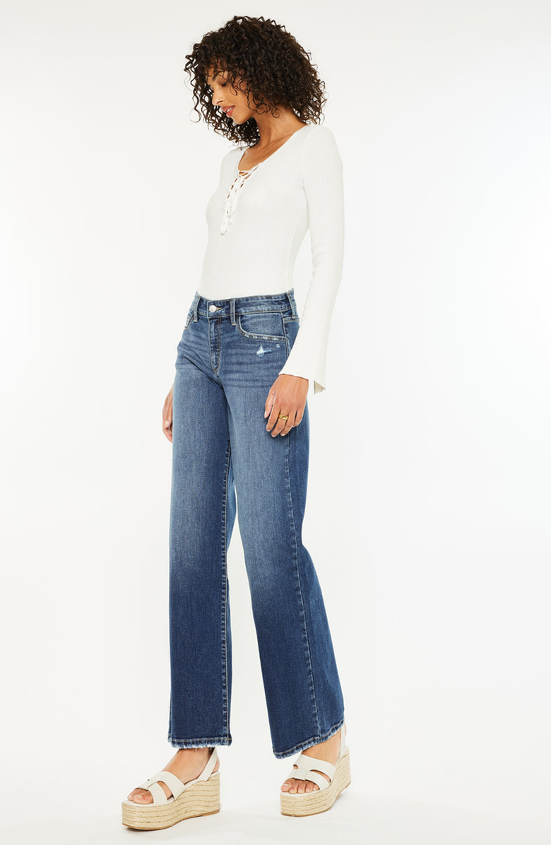 Official Kancan USA Gemma Mid Rise Wide Leg Jeans, Alternate, color, Dark Wash