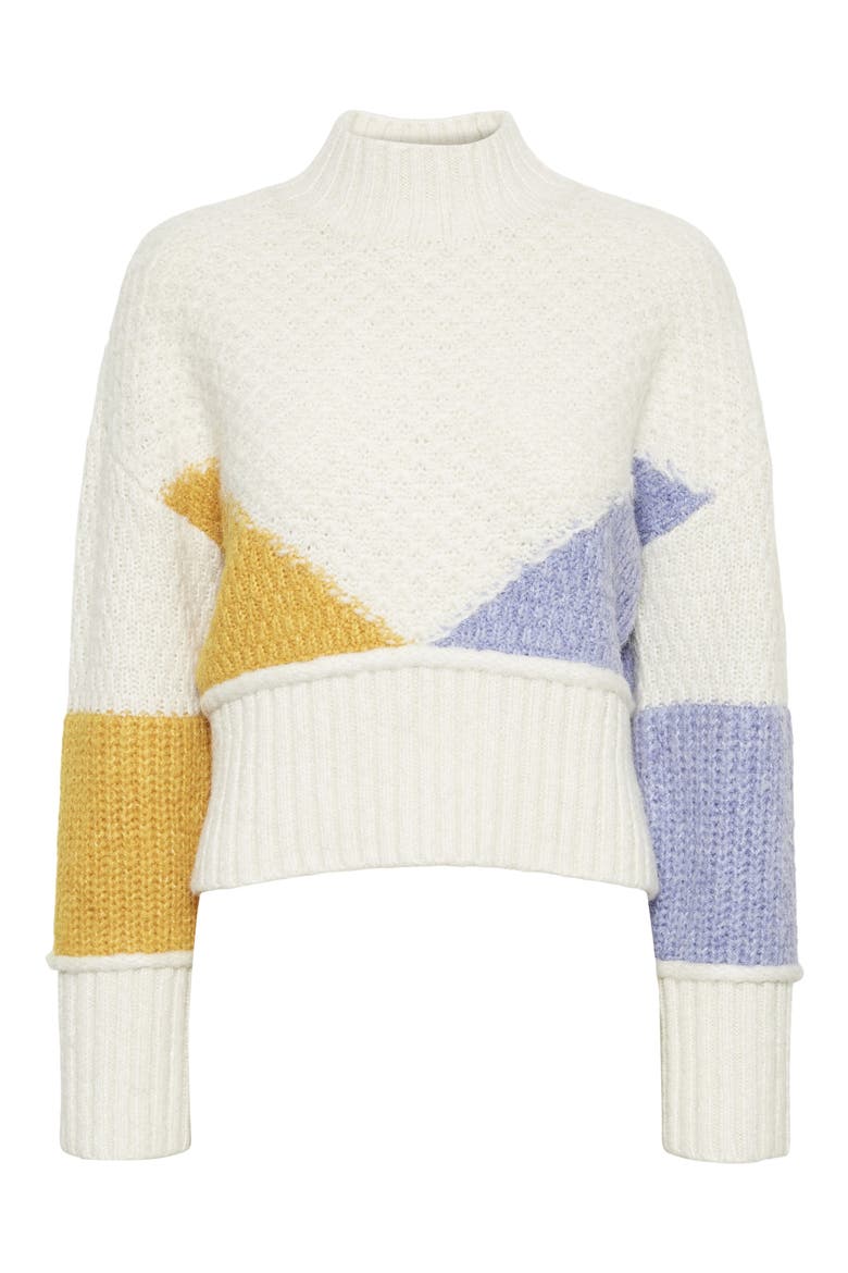 Bien Colorblock Recycled Polyester Blend Sweater, Alternate, color, BIRCH GOLDEN YELLOW
