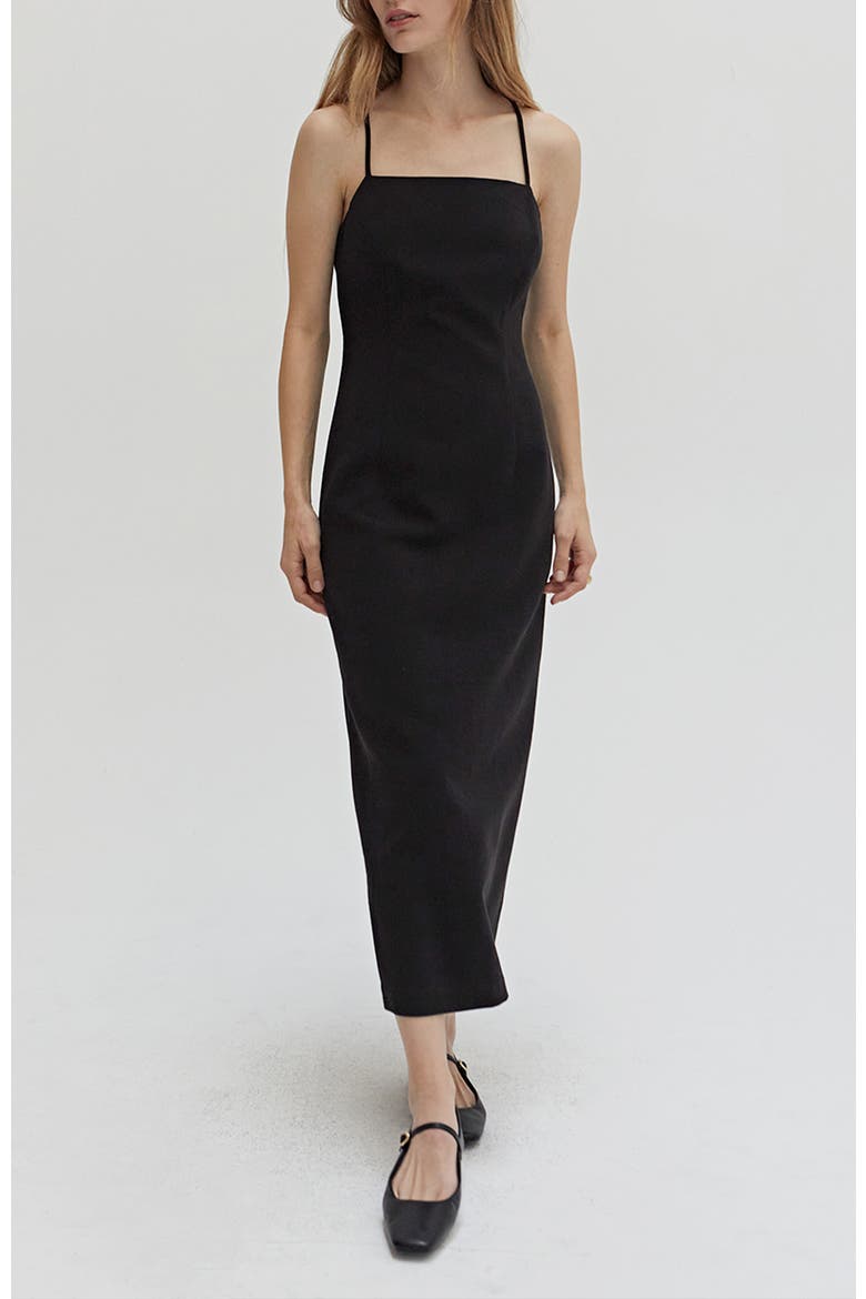 Crisscross Back Midi Dress, Main, color, Black
