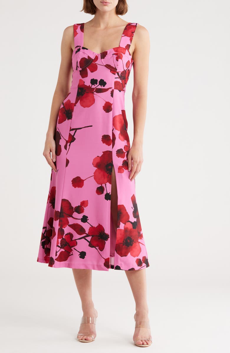 Hutch Bustier Midi Dress, Main, color, Pink/ Raspberry