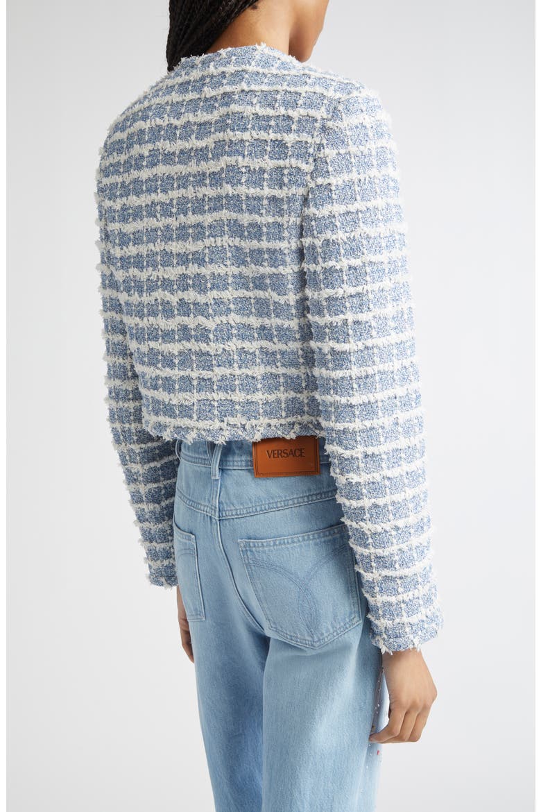 Medusa '95 Windowpane Tweed Crop Jacket, Alternate, color, LIGHT INDIGO