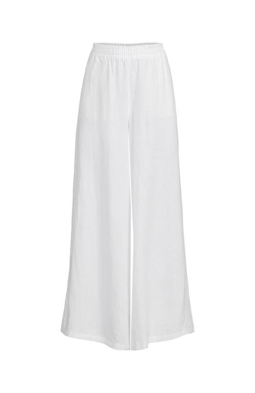 Lands' End Plus Size Linen High Rise Palazzo Pants In White
