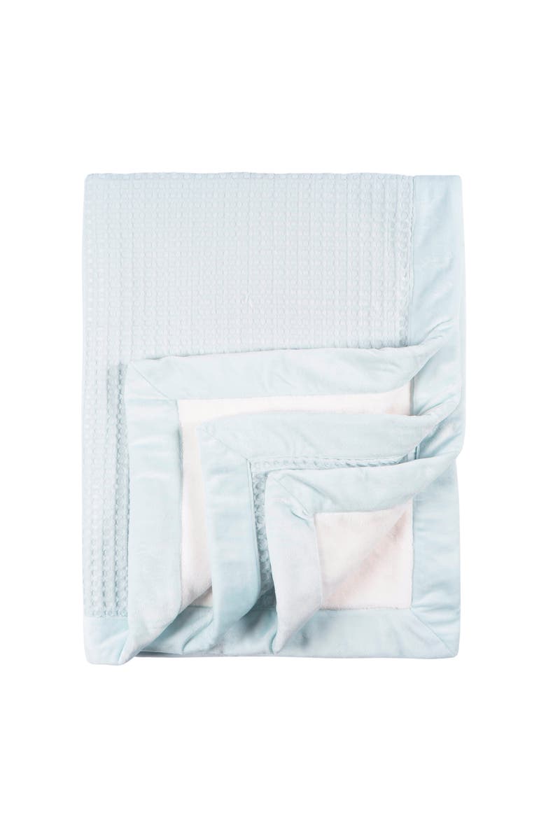 Just Born Blue Waffle Plush Blanket, Main, color, Baby Blue
