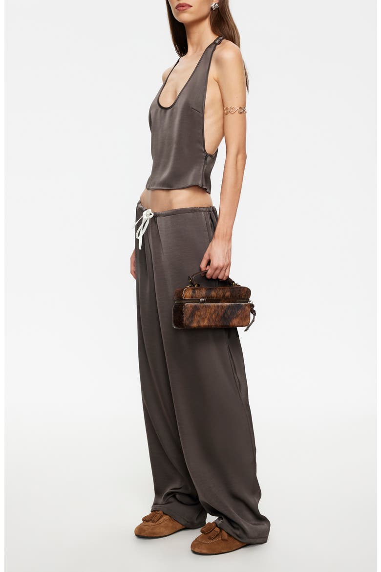 Femme Satin Drawstring Pants, Alternate, color, MOCHA