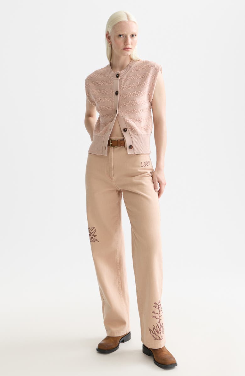 Scotch & Soda Bouclé Stripe Cotton Blend Sweater Vest, Alternate, color, Rose Dust