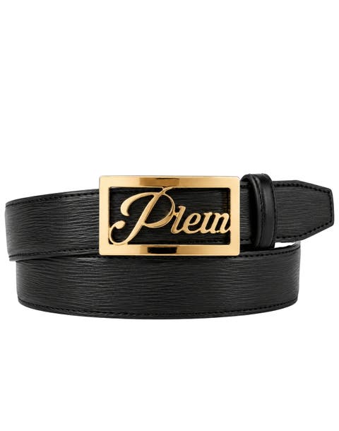 Plein Signature Log Leather Belt Men