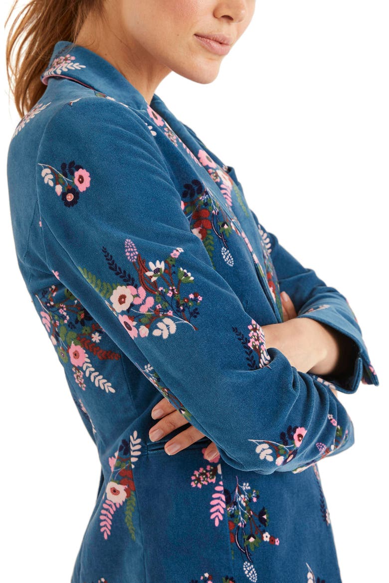 Sackville West Floral Velvet Blazer, Alternate, color, BALTIC COUNTRY POSY
