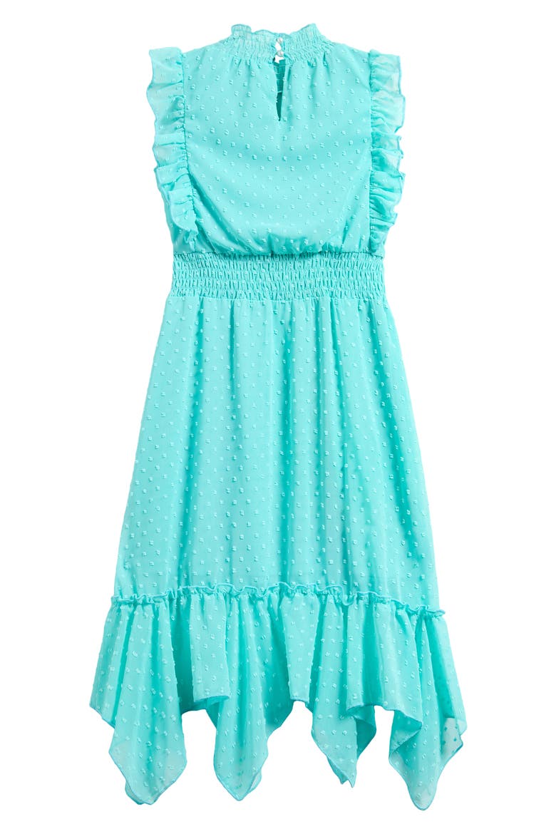 Kids' Clip Dot Hankey Maxi Dress, Alternate, color, TURQUOISE