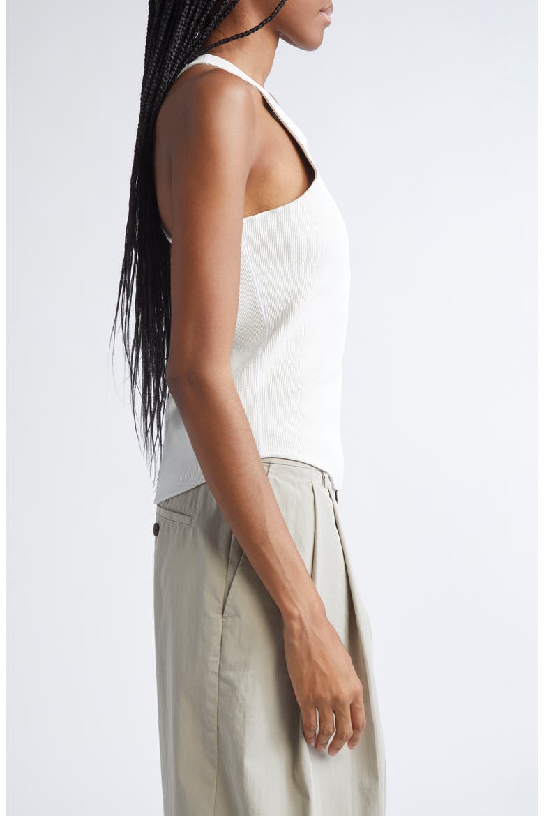 Racerback Stretch Cotton Rib Tank, Alternate, color, WHITE