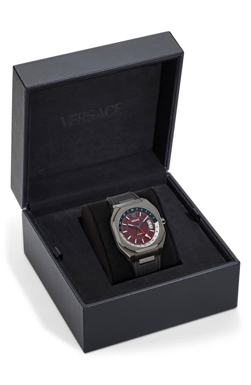 Versace Men's Swiss Automatic V-contempo Gmt Black Tpu Strap Watch 40x48mm In Ip Gunmetal