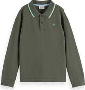 Scotch & Soda Kids' Long Sleeve Cotton Piqué Polo