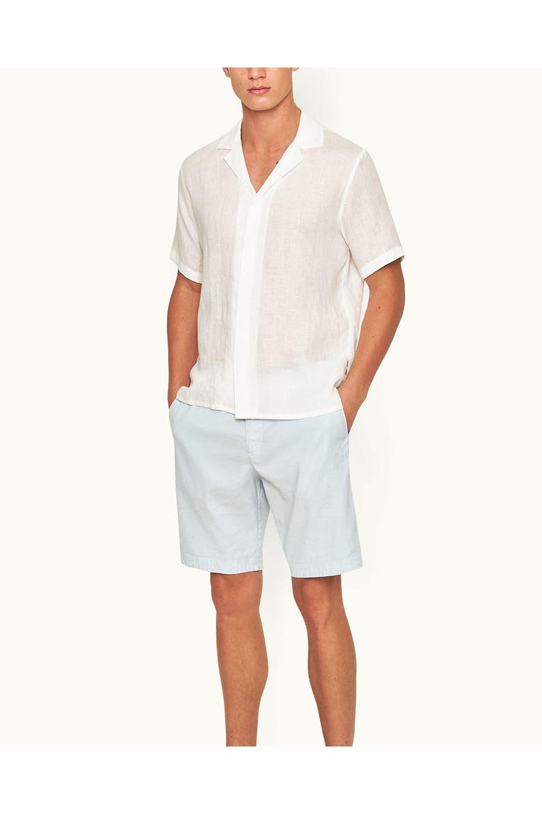 Maitan Lino Relaxed Fit Capri Collar Italian Linen Shirt, Main, color, White