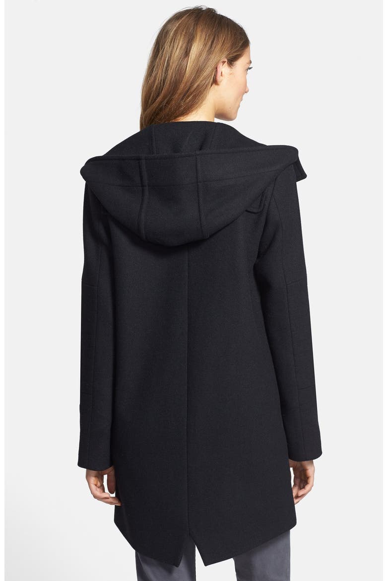 Wool Blend Duffle Coat, Alternate, color, BLACK