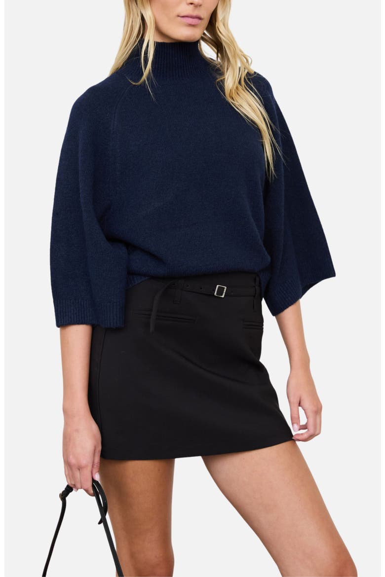 Marled Mock Neck Sweater, Alternate, color, NAVY