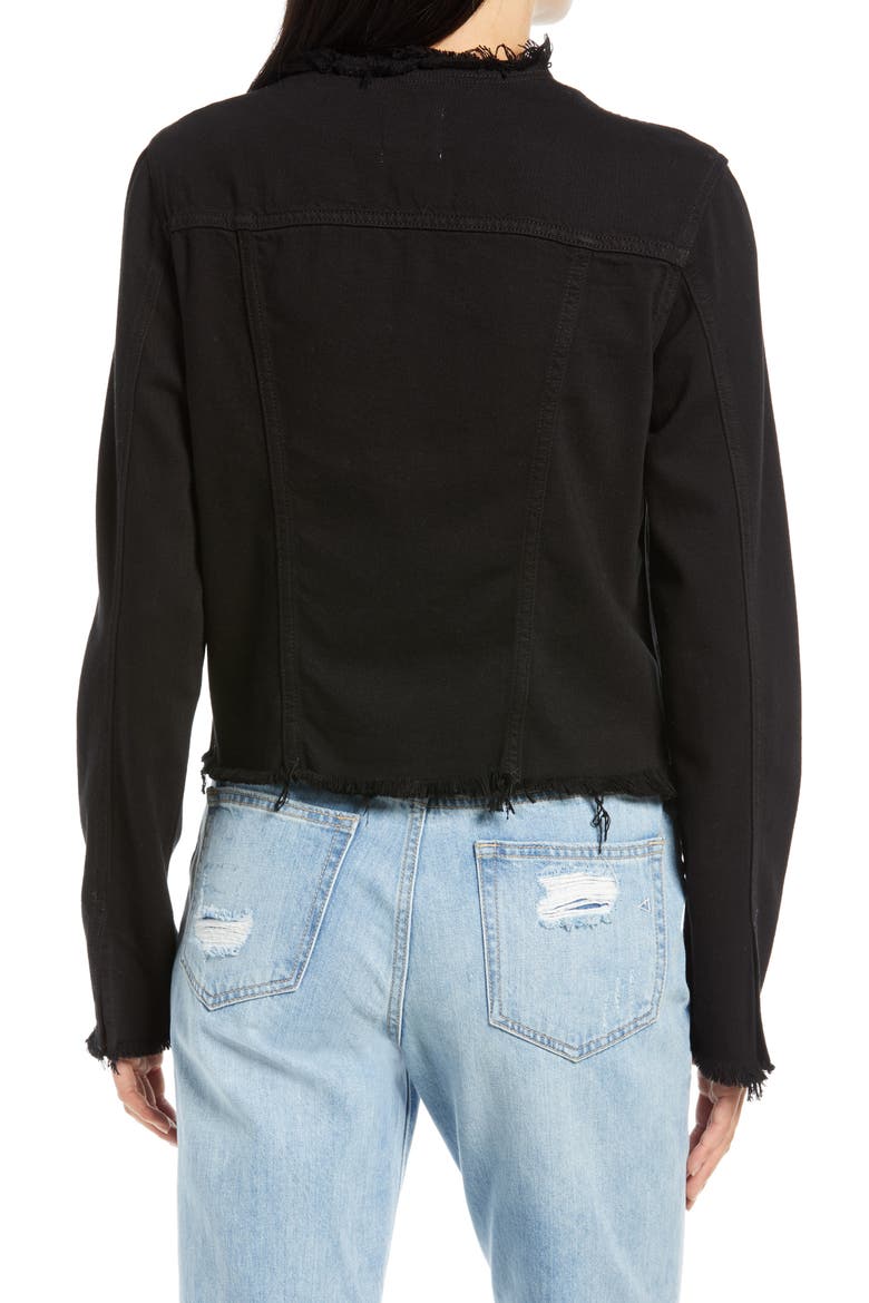 Fray Edges Denim Jacket, Alternate, color, BLACK