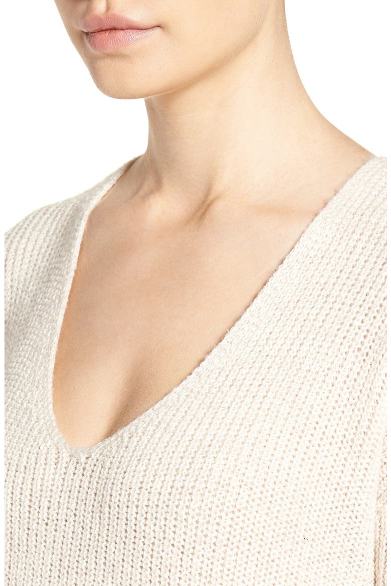 Button Back V-Neck Sweater, Alternate, color, BEIGE OATMEAL